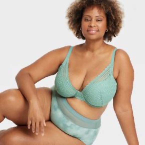 Auden™ Women's Lace Plunge Push-Up Bra - Tidal Flow Green 44D - Picture 4 of 5